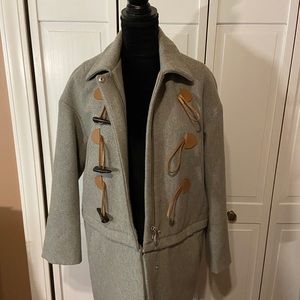 Gray toggle coat.